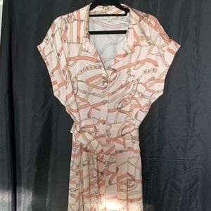 Entro Peach and Cream Midi Dress